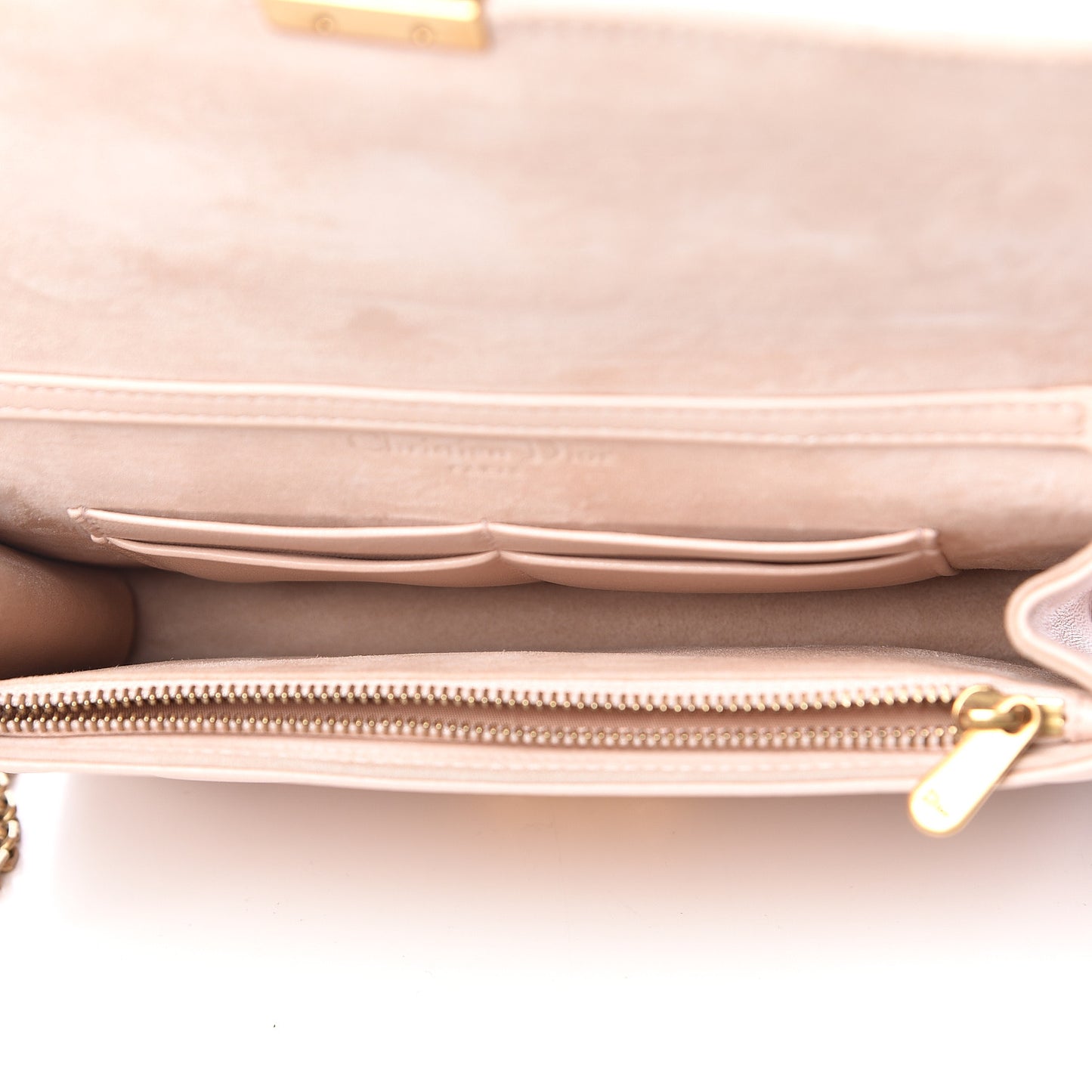 Lambskin Cannage Dioraddict Wallet on Chain Clutch Rose Poudre