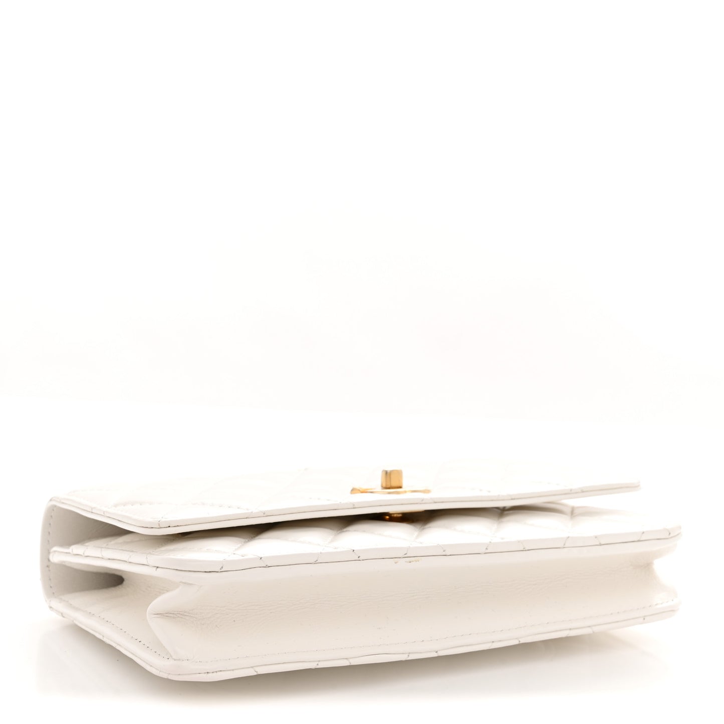 Shiny Calfskin Quilted Multicolor Top Handle Wallet On Chain WOC White