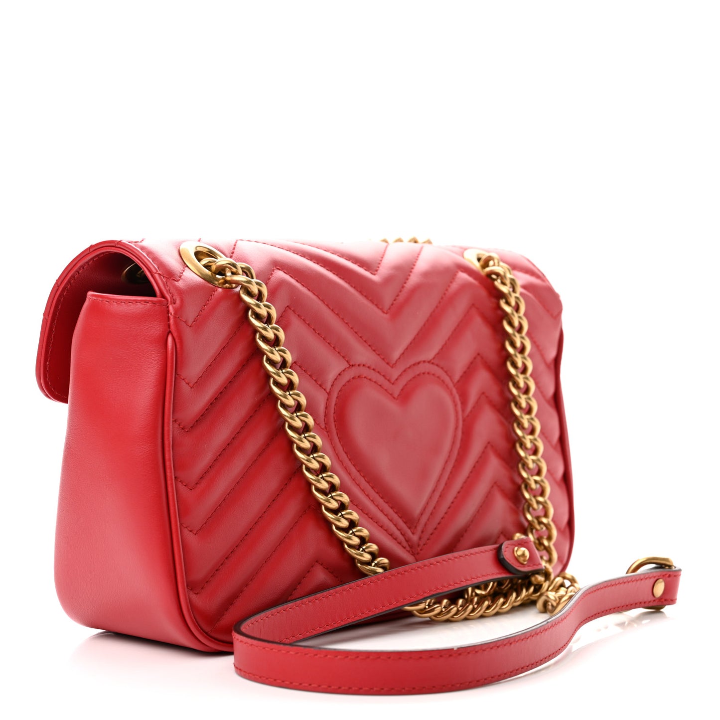 Calfskin Matelasse Small GG Marmont Shoulder Bag Hibiscus Red
