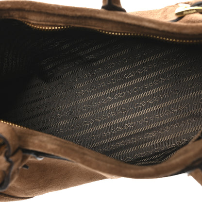 Prada Suede Triangle Medium Bonnie Shoulder Bag Cacao 4 of 8