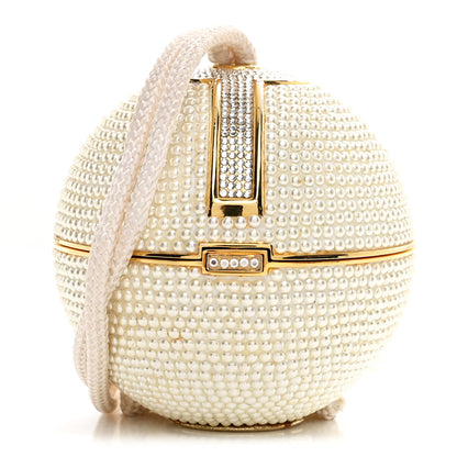 Judith Leiber Swarovski Crystal Disco Ball Minaudiere Clutch White Gold 1 of 14