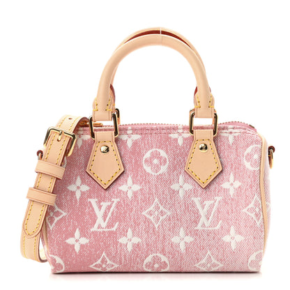 Louis Vuitton Monogram Jacquard Denim Nano Speedy Bandouliere Pink 1 of 8