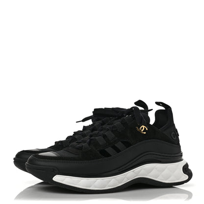 Chanel Velvet Calfskin Mixed Fibers CC Sneakers 38 Black 3 of 10