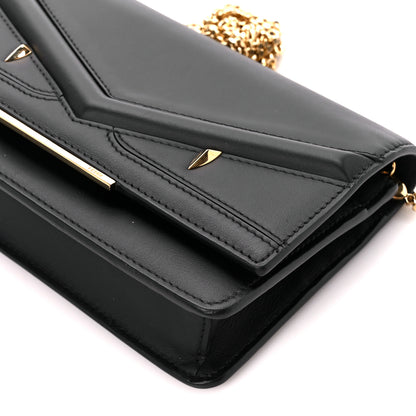 Fendi Vitello Century Eyebrow Monster Eyes Embossed Tube Wallet On Chain Black 14 of 15