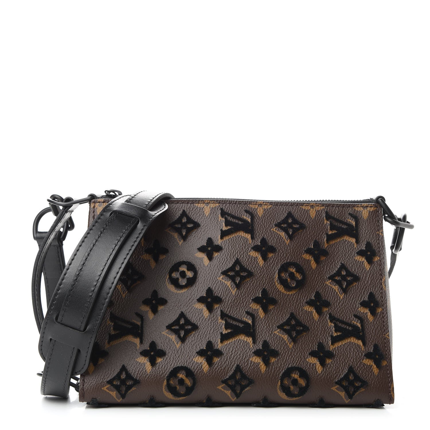 Louis Vuitton Monogram Tuffetage Triangle Messenger Black 1 of 8