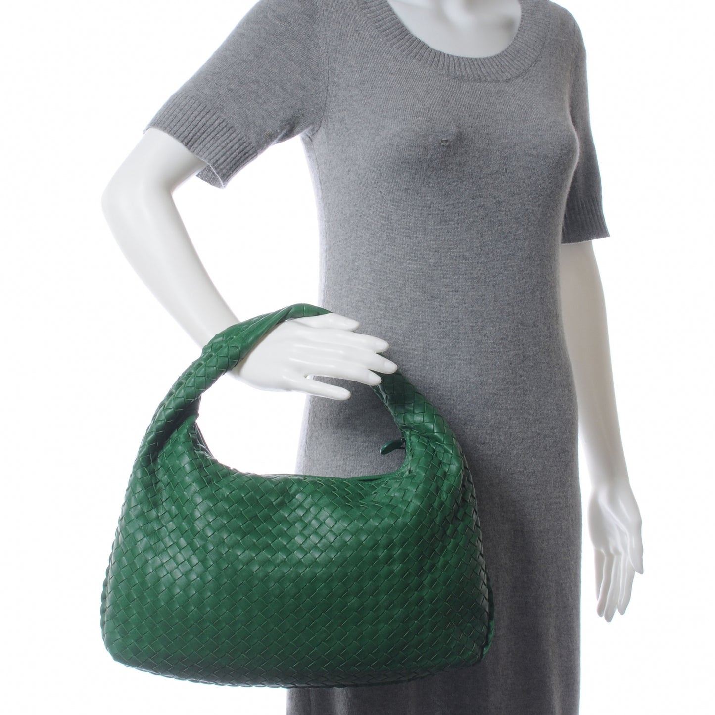 Nappa Intrecciato Medium Veneta Hobo Irish Green