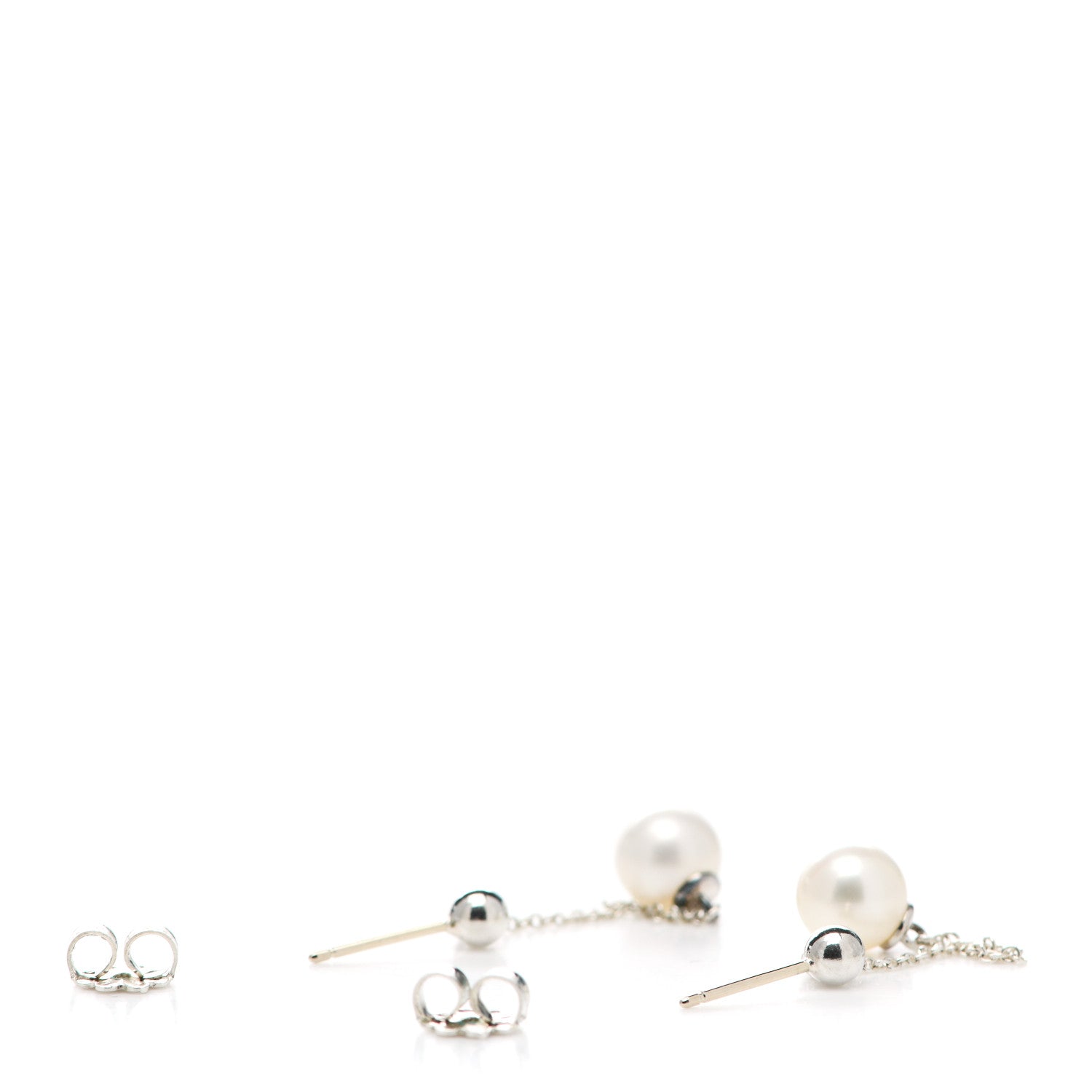 Tiffany Sterling Silver Pearl Ziegfeld Drop Earrings 3 of 5