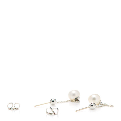 Tiffany Sterling Silver Pearl Ziegfeld Drop Earrings 3 of 5