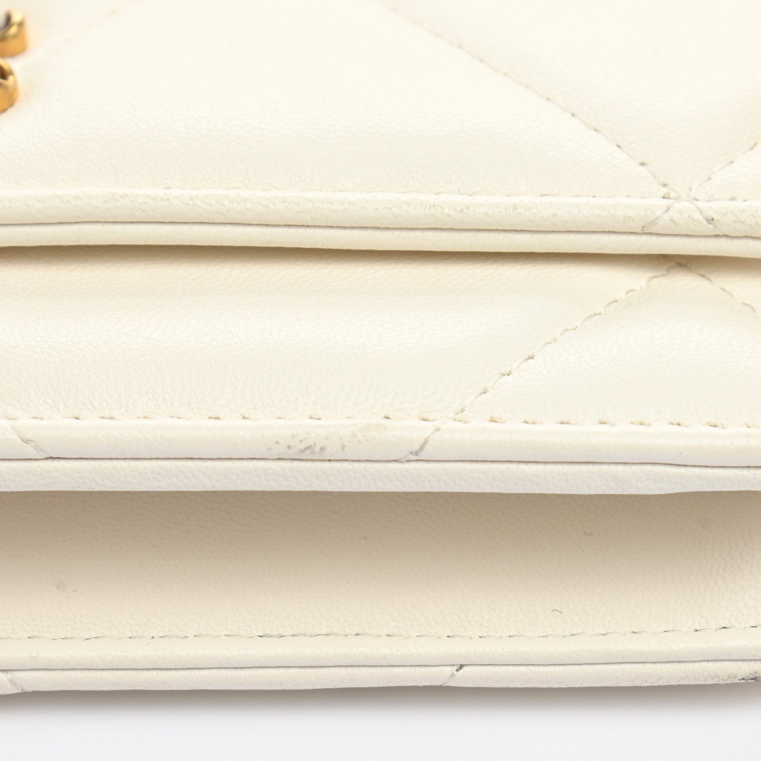 Chanel Goatskin Quilted Chanel 19 Wallet On Chain WOC White 17 of 19