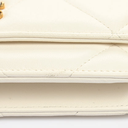 Chanel Goatskin Quilted Chanel 19 Wallet On Chain WOC White 17 of 19