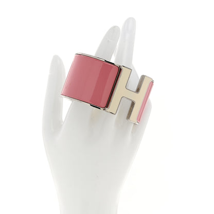 Hermes Enamel Extra Wide Clic Clac H Bracelet GM White Rose Velours 2 of 4