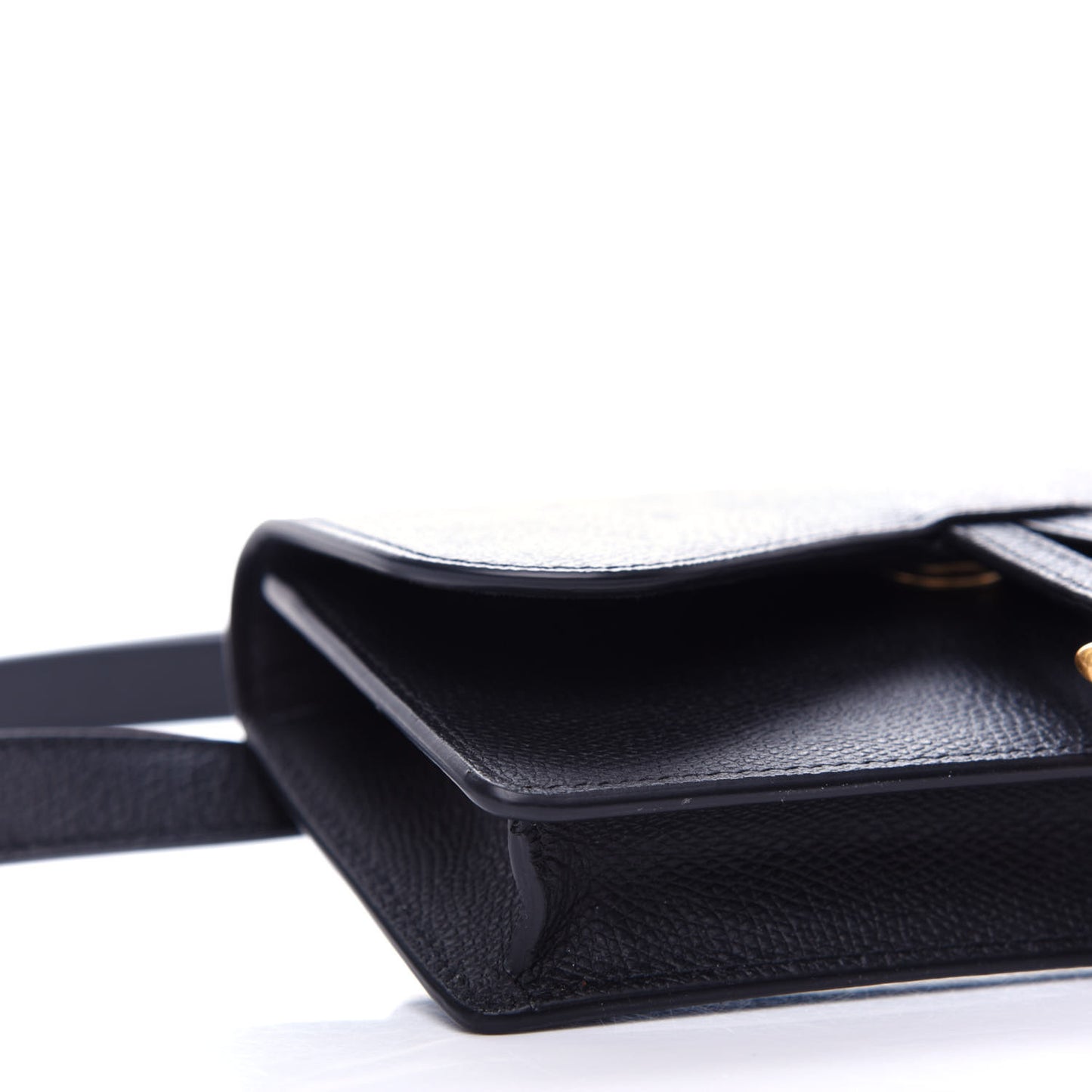 Grained Calfskin Saddle Belt Bag Black