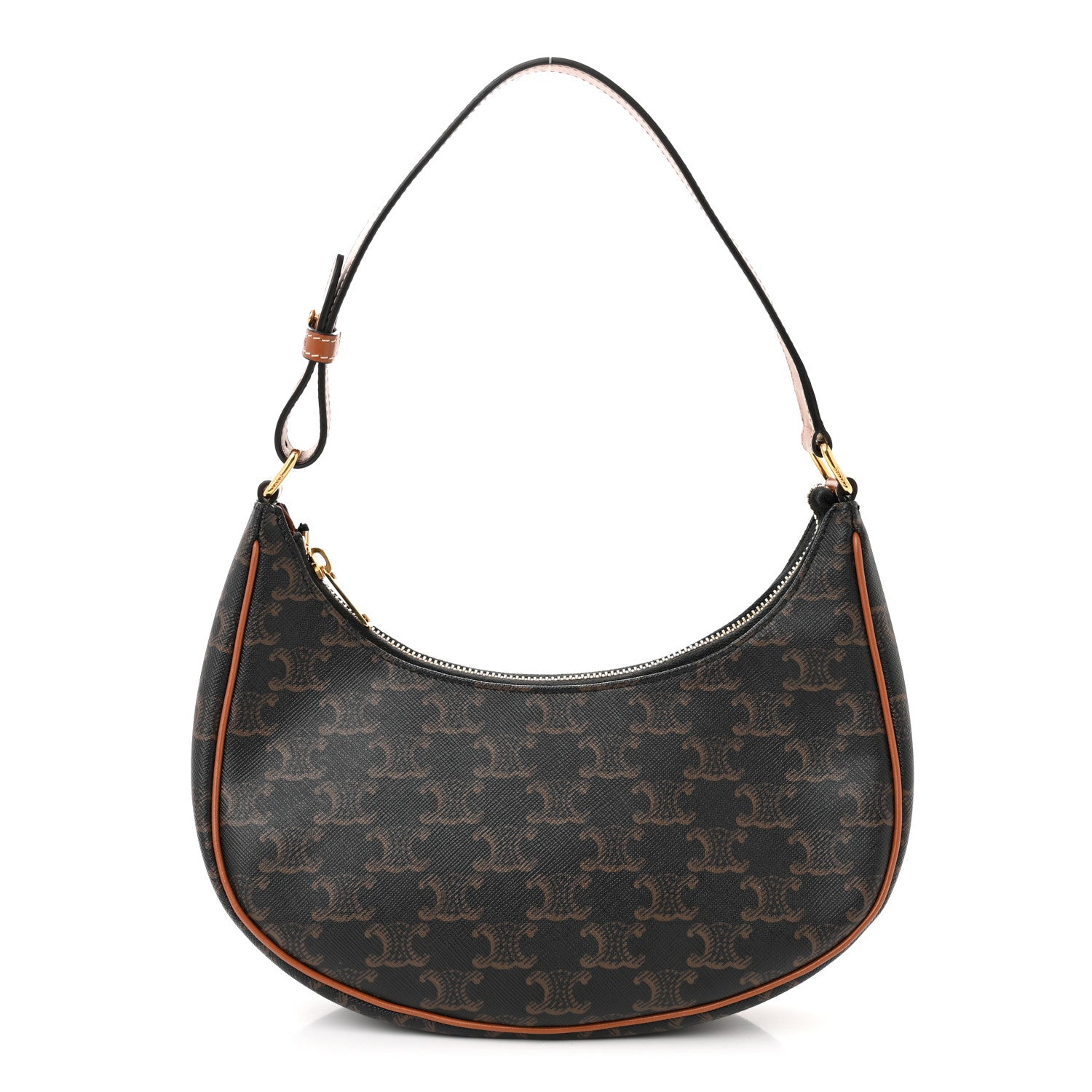 Celine Triomphe Canvas Calfskin Ava Shoulder Bag Tan 1 of 11