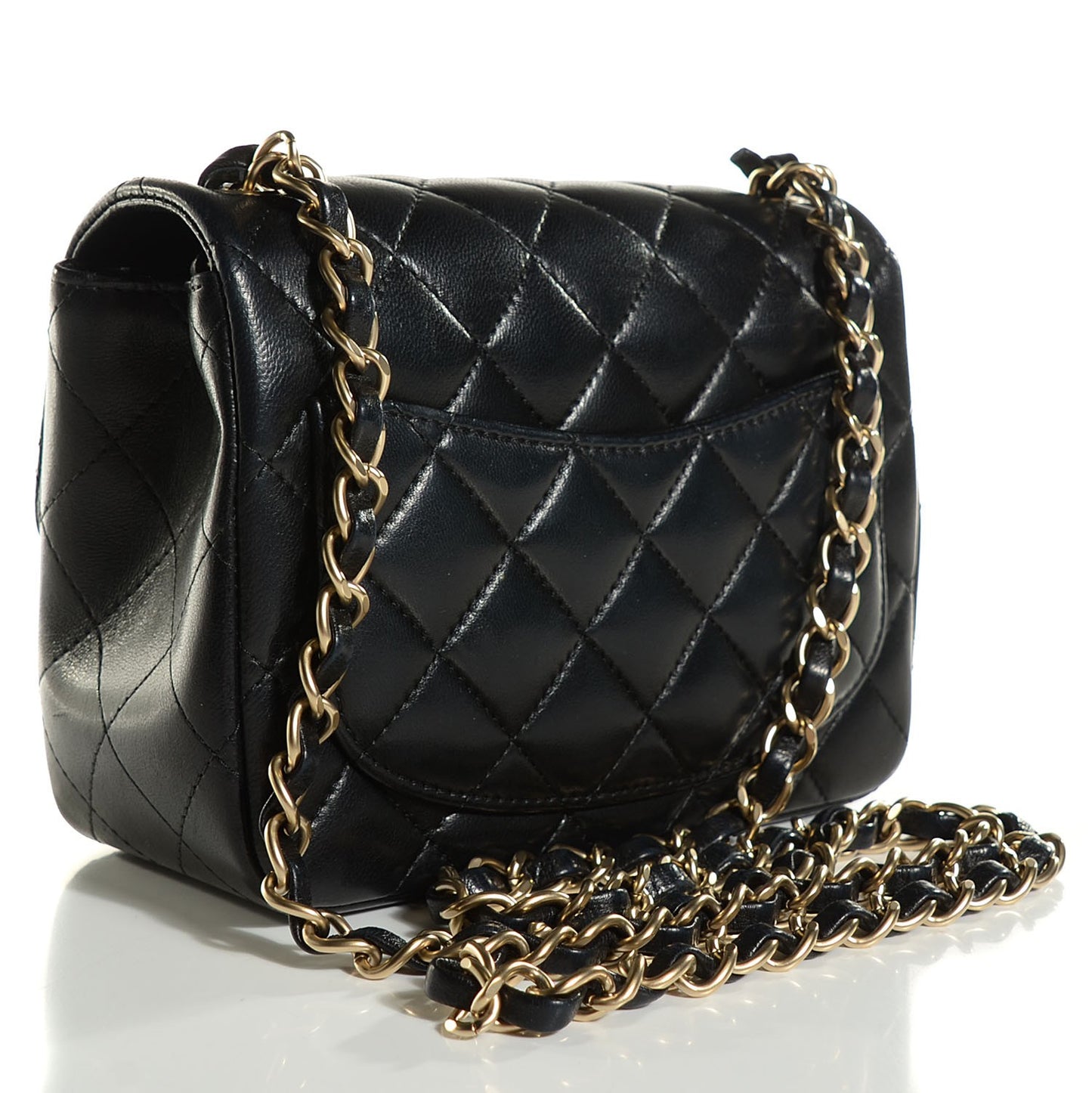 Lambskin Quilted Mini Square Flap Black