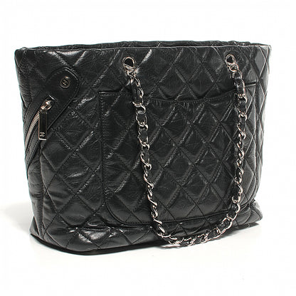 Chanel Leather Quilted Cotton Club Large Tote Black 6 of 10