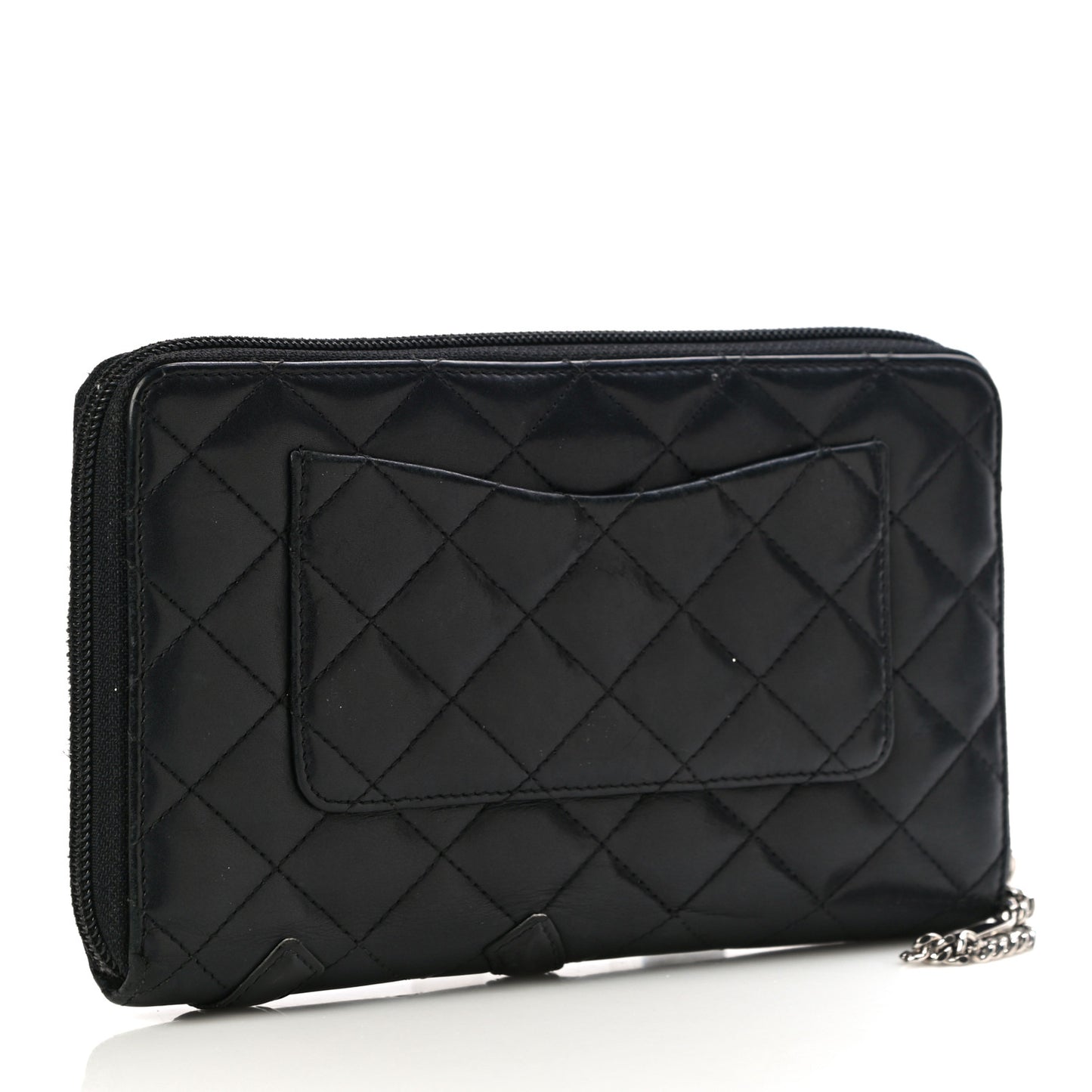 Calfskin Cambon Zip Around Organizer Wallet Black