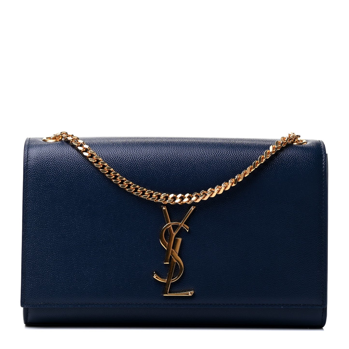 Grain De Poudre Medium Classic Monogram Kate Satchel Denim Blue