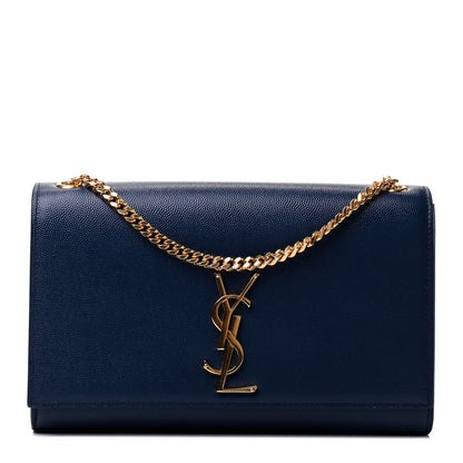 Saint Laurent Grain De Poudre Medium Classic Monogram Kate Satchel Denim Blue 1 of 4