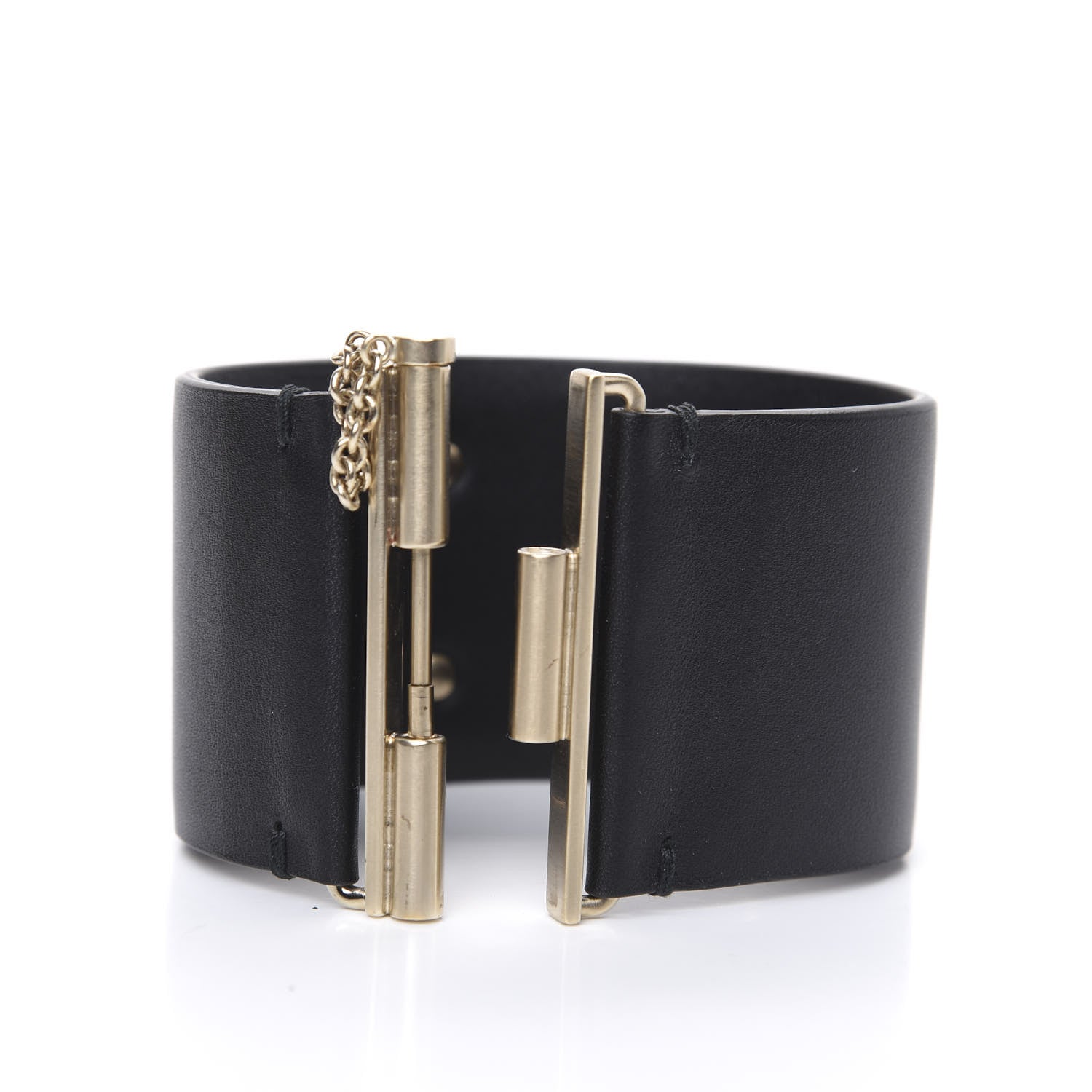Chanel Calfskin CC Wide Cuff S Black Gold 3 of 4