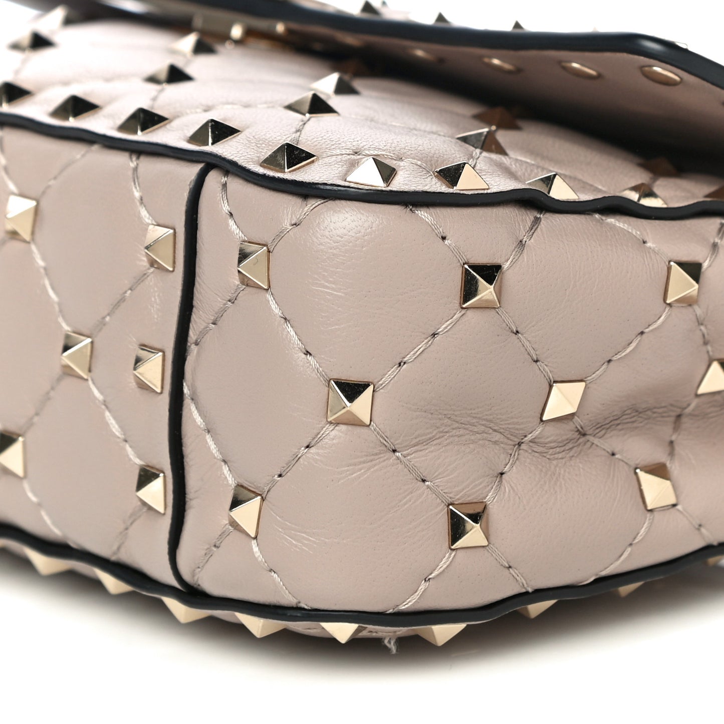 Nappa Small Rockstud Spike Shoulder Bag Poudre