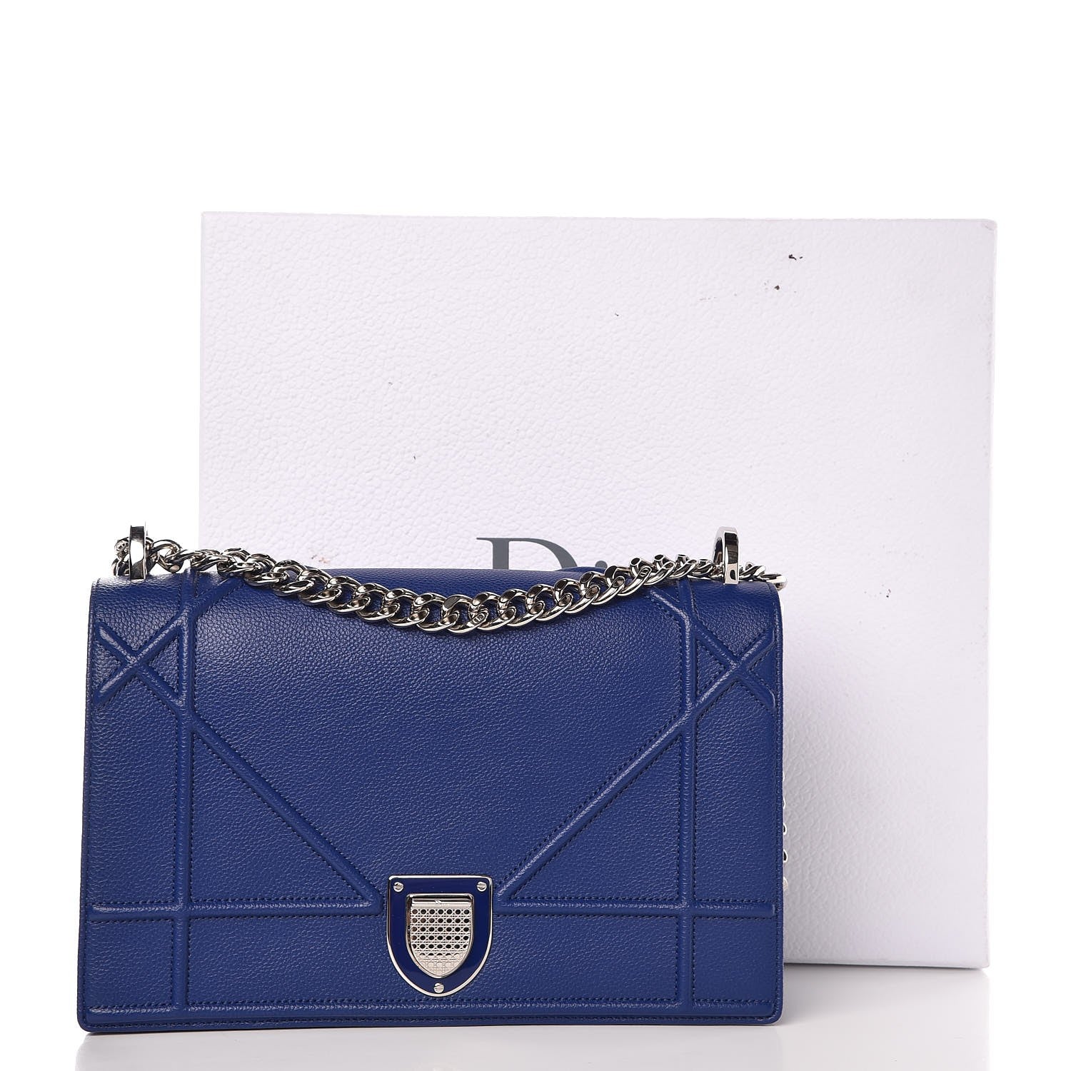 Christian Dior Grained Calfskin Medium Diorama Flap Bag Bleu De Minuit 8 of 8