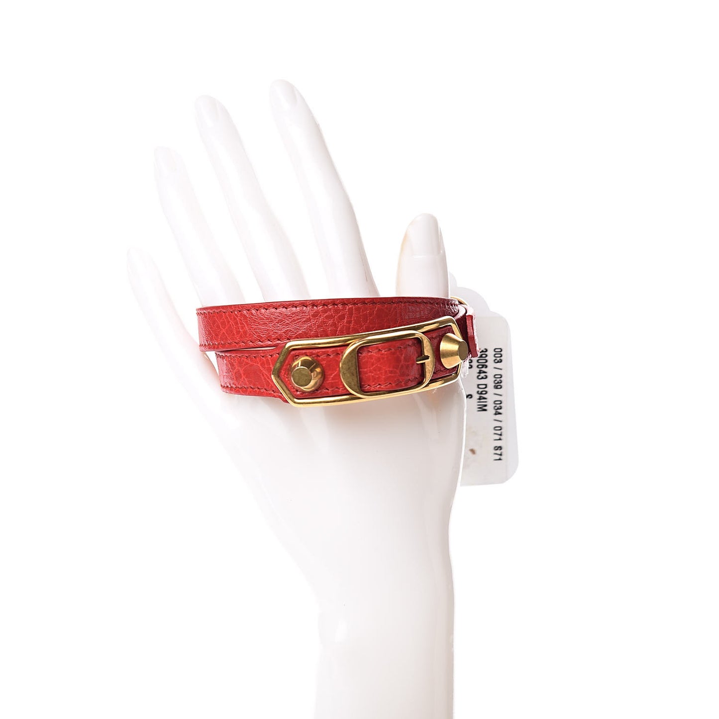 Chevre Hamilton Gold Metallic Edge Hardware Triple Tour Bracelet S Rouge Rubis