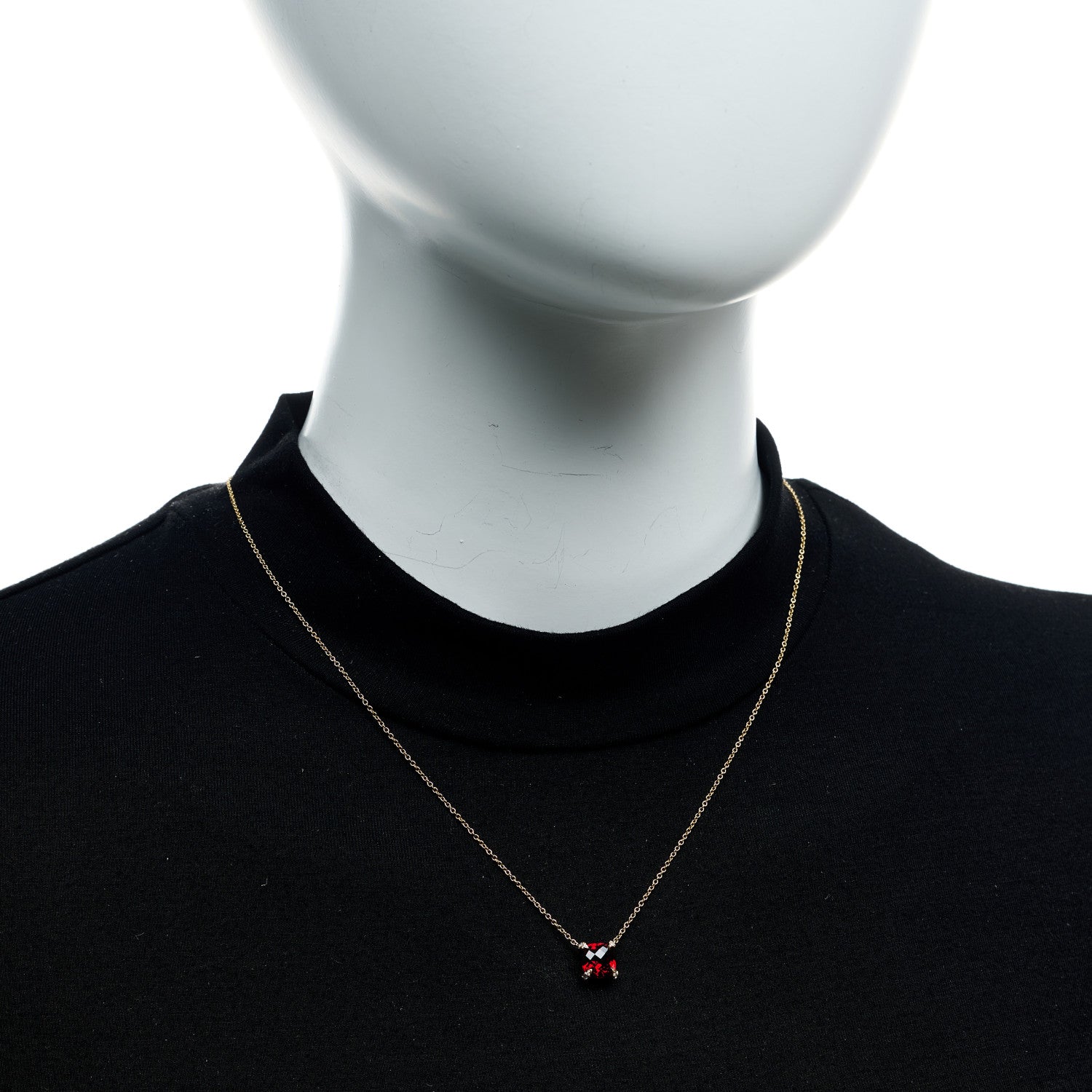 David Yurman 18K Yellow Gold Diamond Garnet 7mm Petite Chatelaine Pendant Necklace 2 of 5