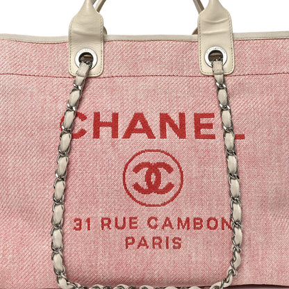 Chanel Woven Straw Raffia Medium Deauville Tote Pink White 8 of 10