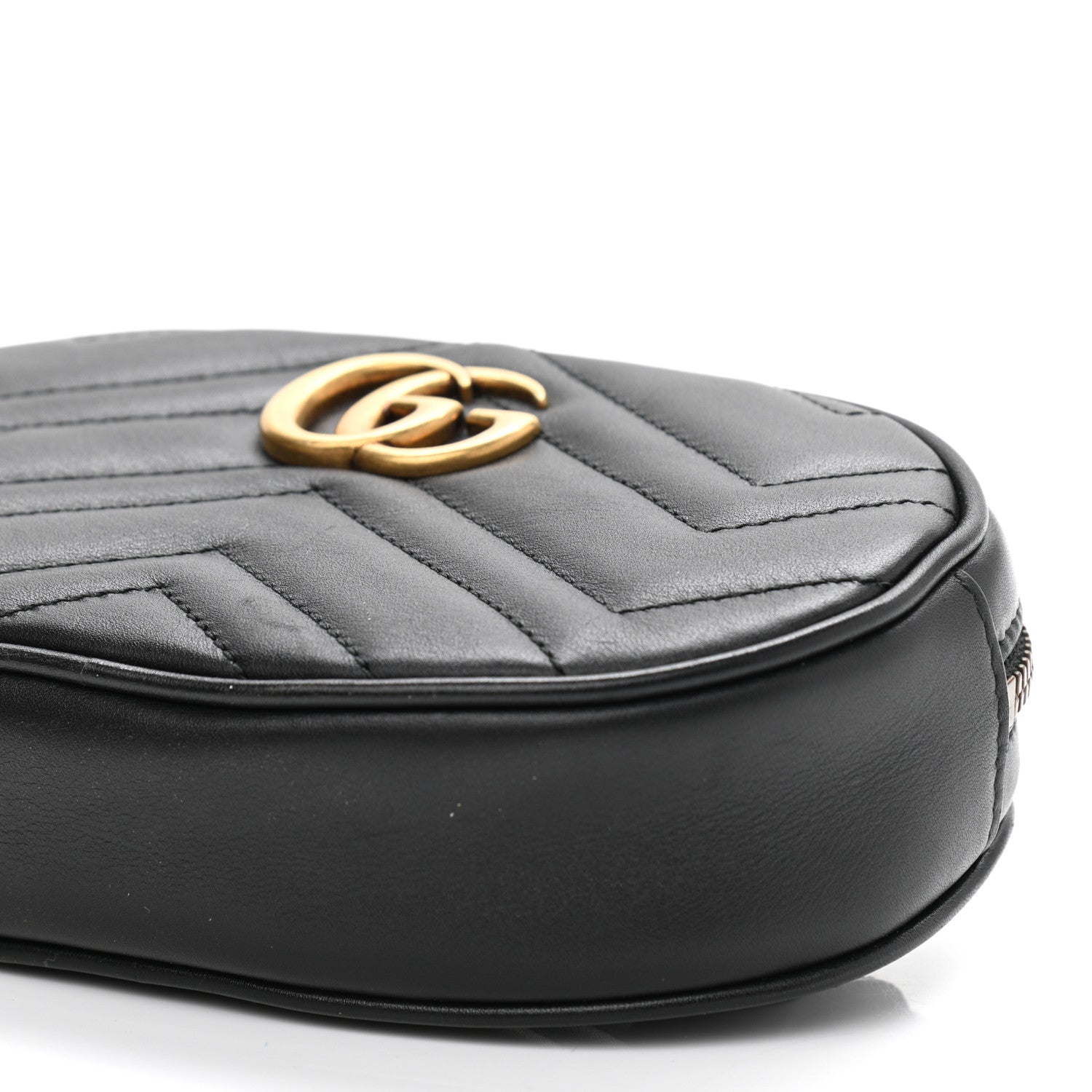 Gucci Calfskin Matelasse GG Marmont Belt Bag 85 34 Black 11 of 12