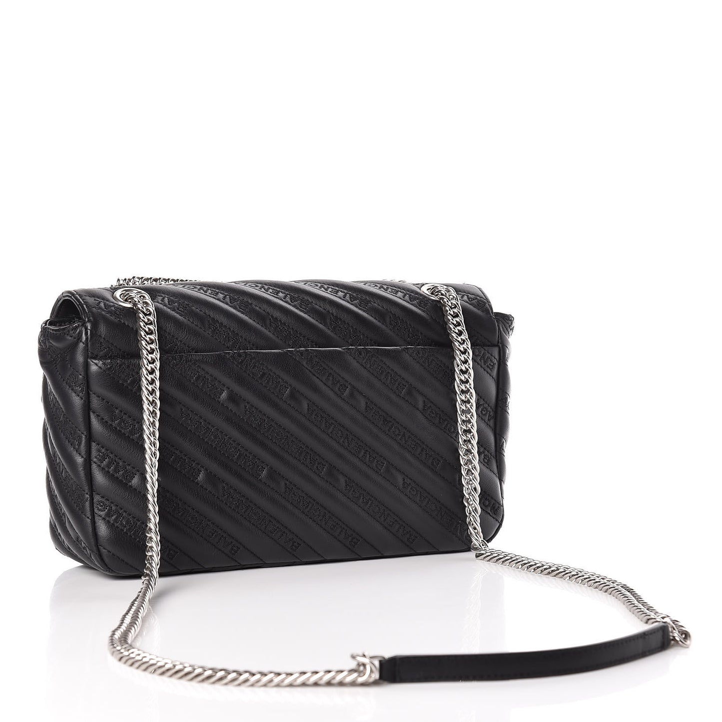 Calfskin Logo Matelasse M BB Chain Shoulder Bag Black
