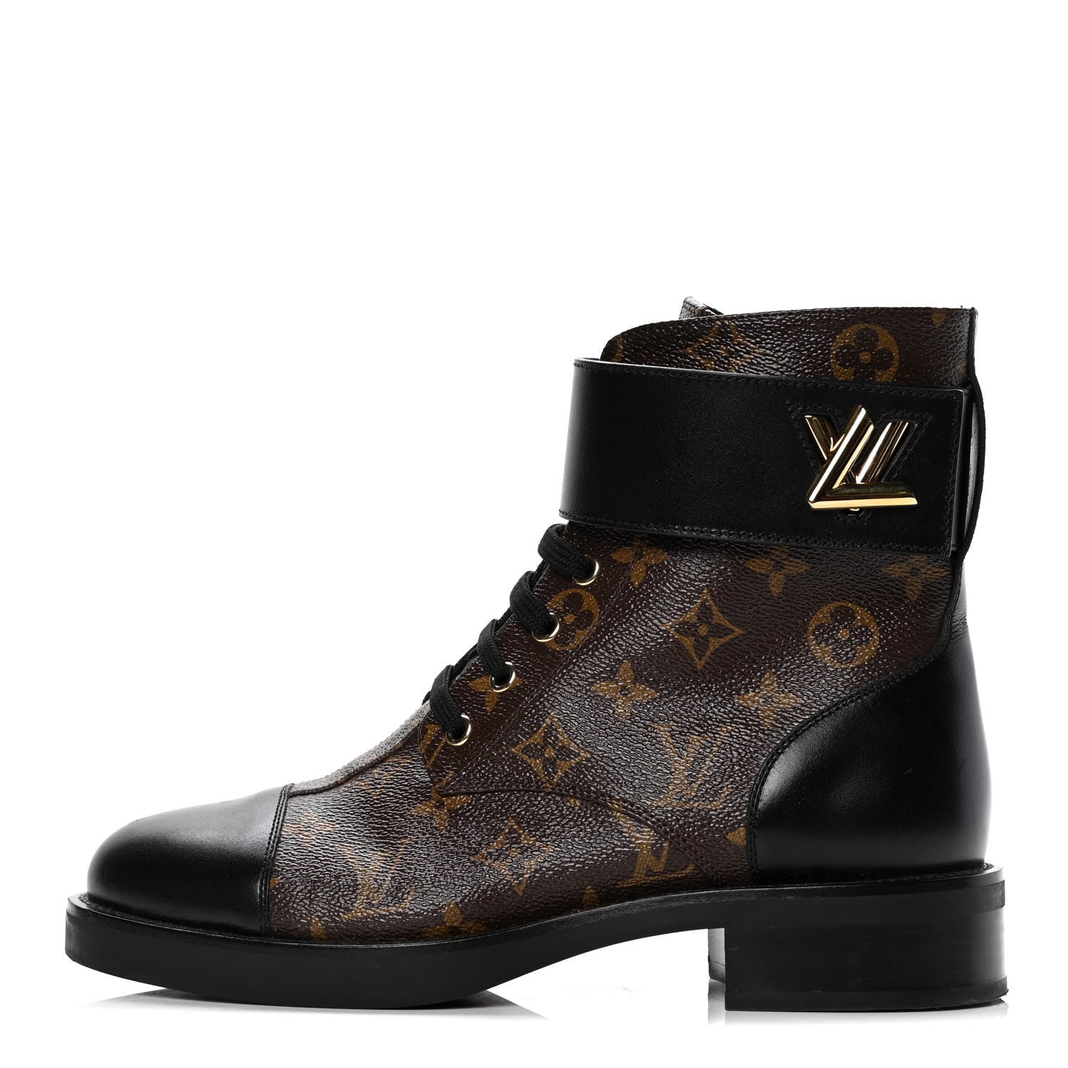 Louis Vuitton Calfskin Monogram Wonderland Flat Ranger Boots 40 Black 1 of 4