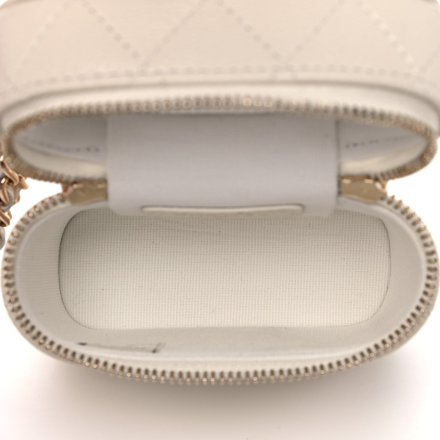 Chanel Caviar Quilted Small Handle With Care Vanity Case With Chain White 5 of 10