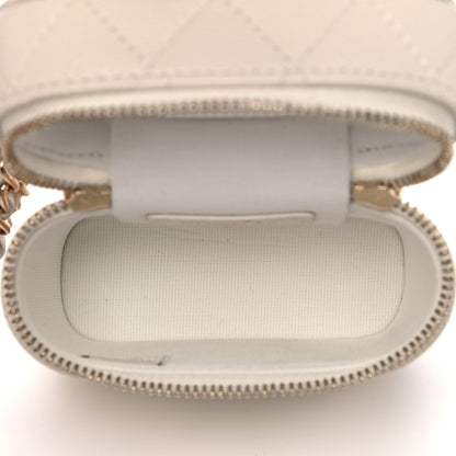 Chanel Caviar Quilted Small Handle With Care Vanity Case With Chain White 5 of 10