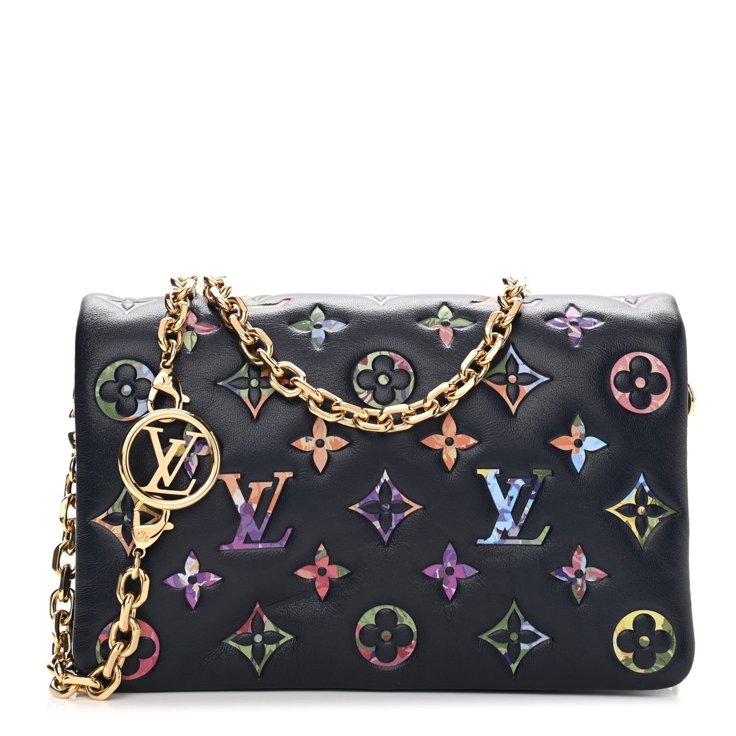 Lambskin Embossed Monogram LV Garden Pochette Coussin Navy