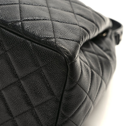 Chanel Caviar Flat Quilted CC Chain Bucket Drawstring Bag Black 10 of 10