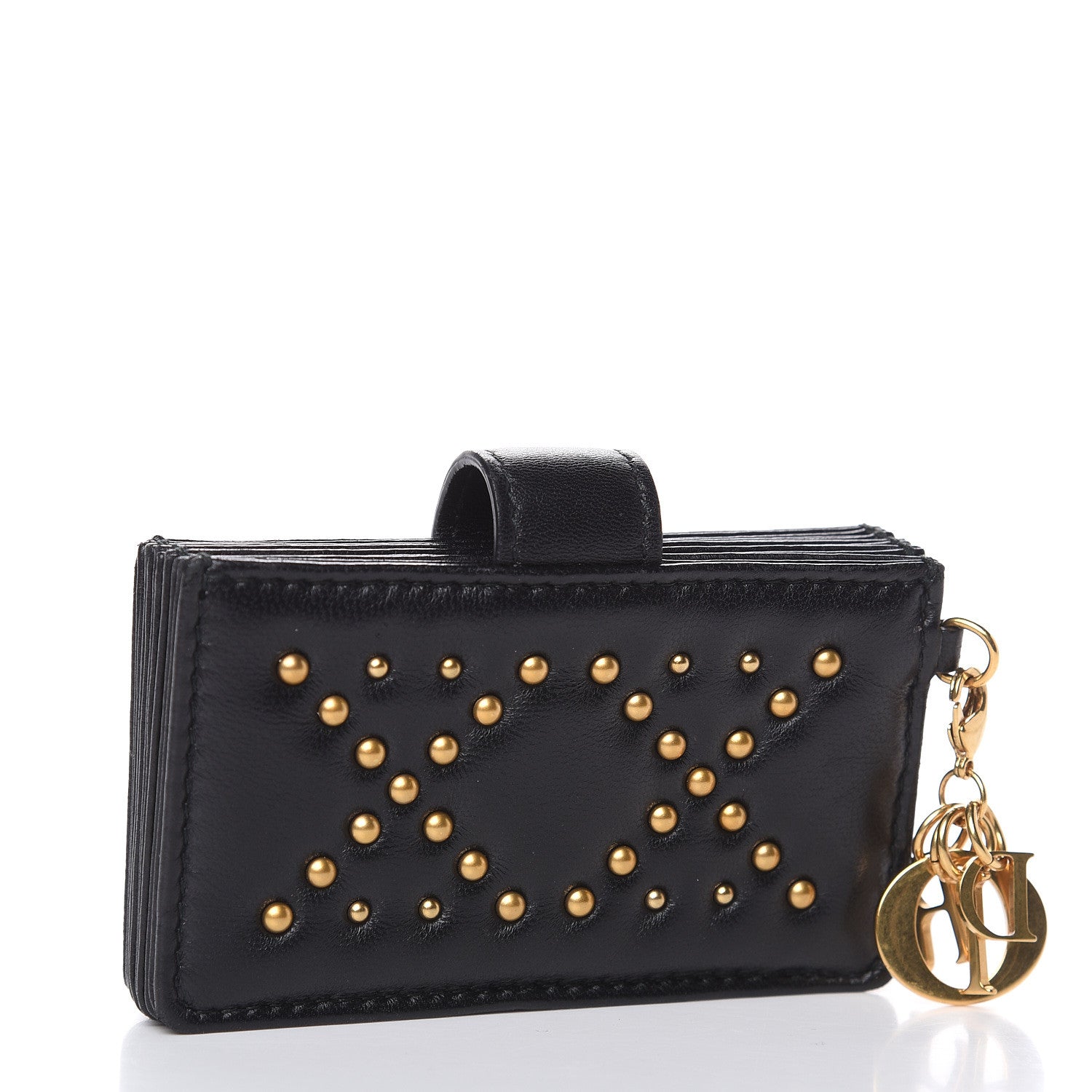 Christian Dior Lambskin Studded Cannage Lady Dior 5-Gusset Card Holder Black 3 of 7