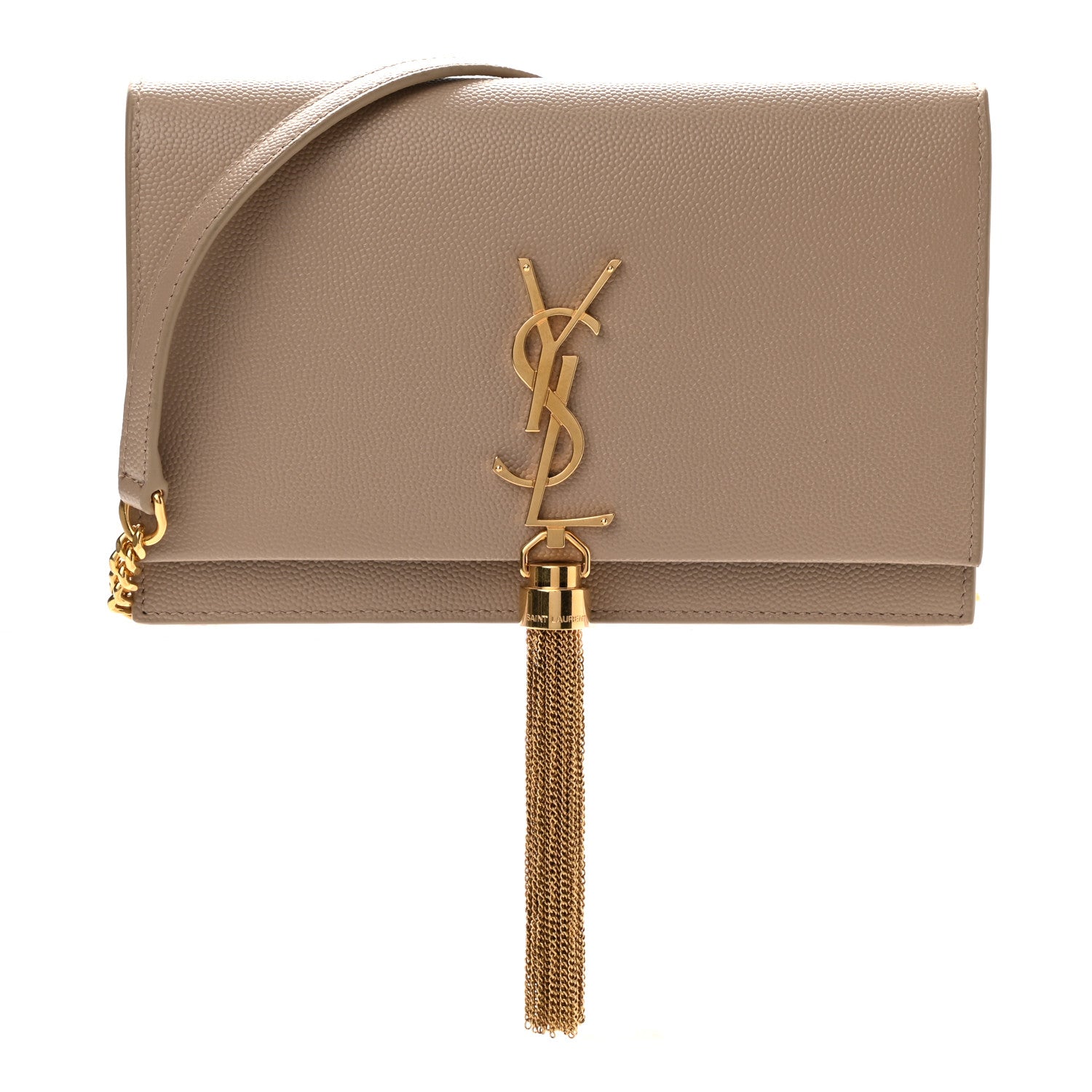 Saint Laurent Smooth Calfskin Classic Monogram Kate Tassel Chain Wallet Dark Beige 1 of 8