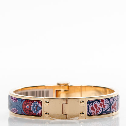 Hermes Enamel Printed Narrow Cachemire Fleuri Hinged Bracelet S Surnaturel 4 of 7