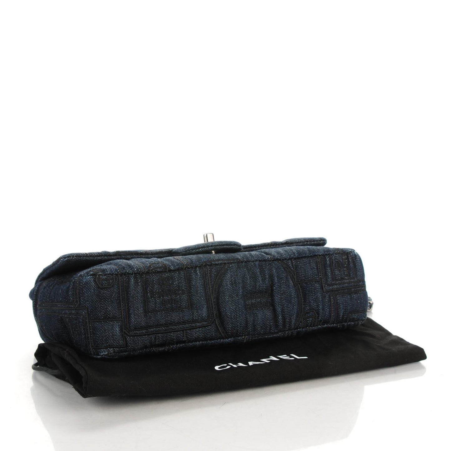 Denim Embroidered Jumbo Perfume Bottle Flap Blue