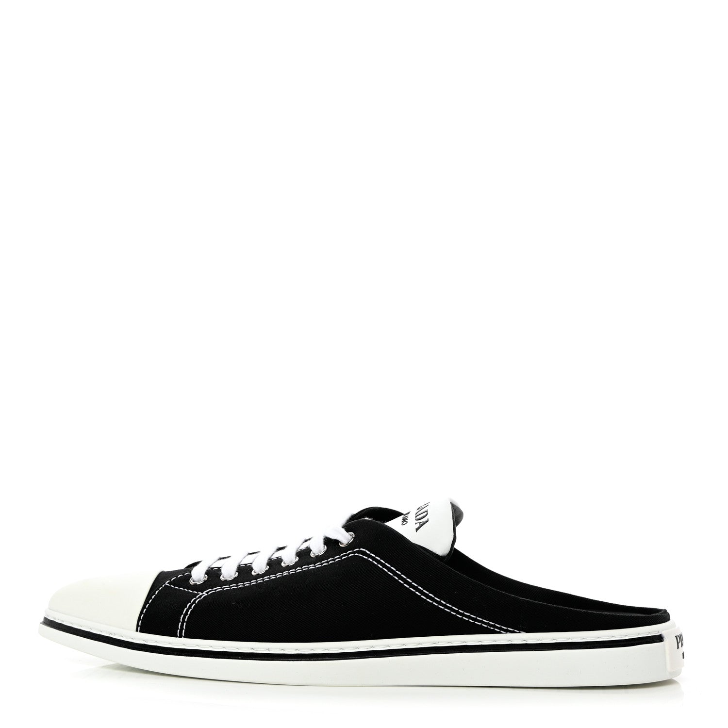 Prada Nylon Gabardine Point-Toe Sneaker Mules 40 Black 2 of 18