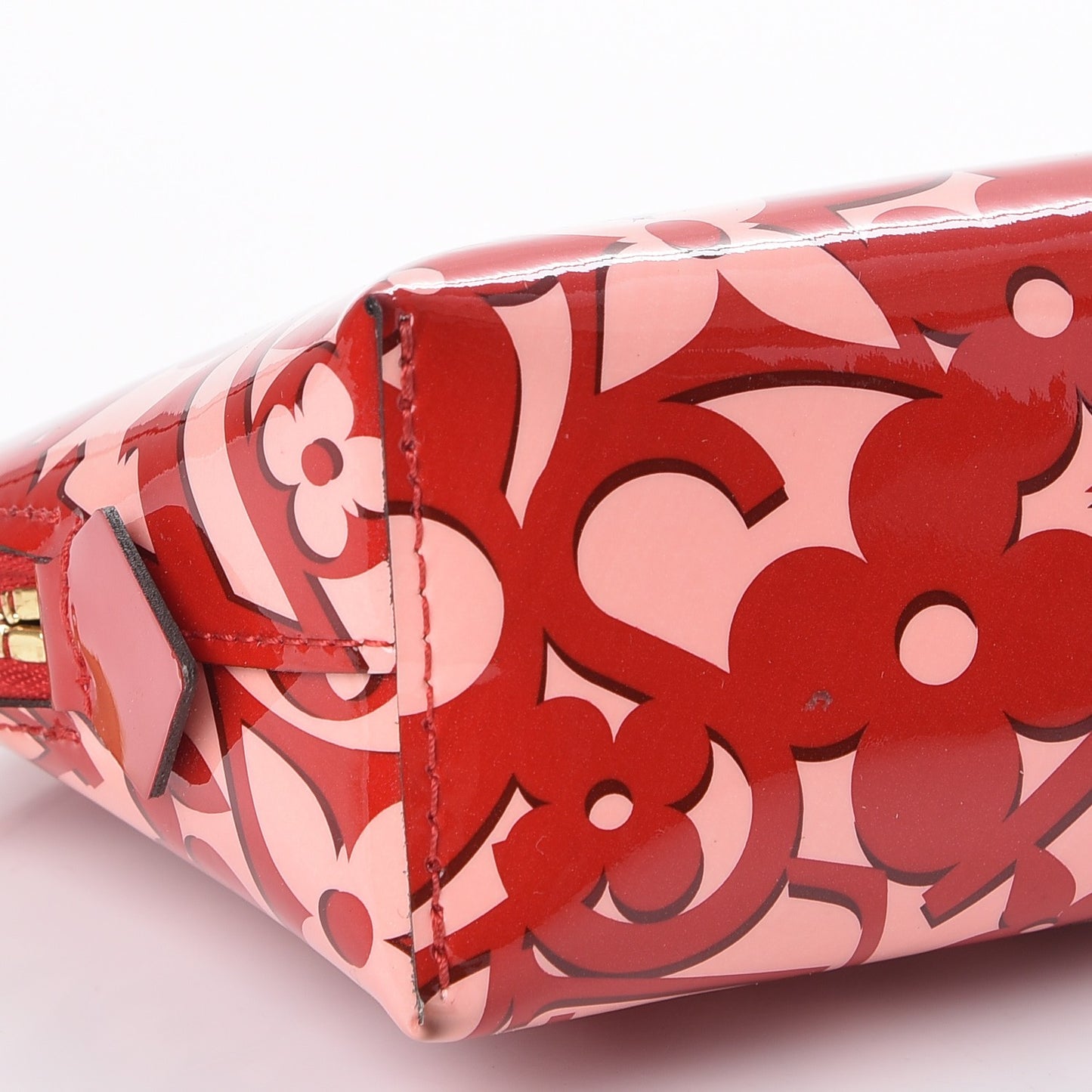 Patent Sweet Monogram Cosmetic Pouch Pomme D’Amour