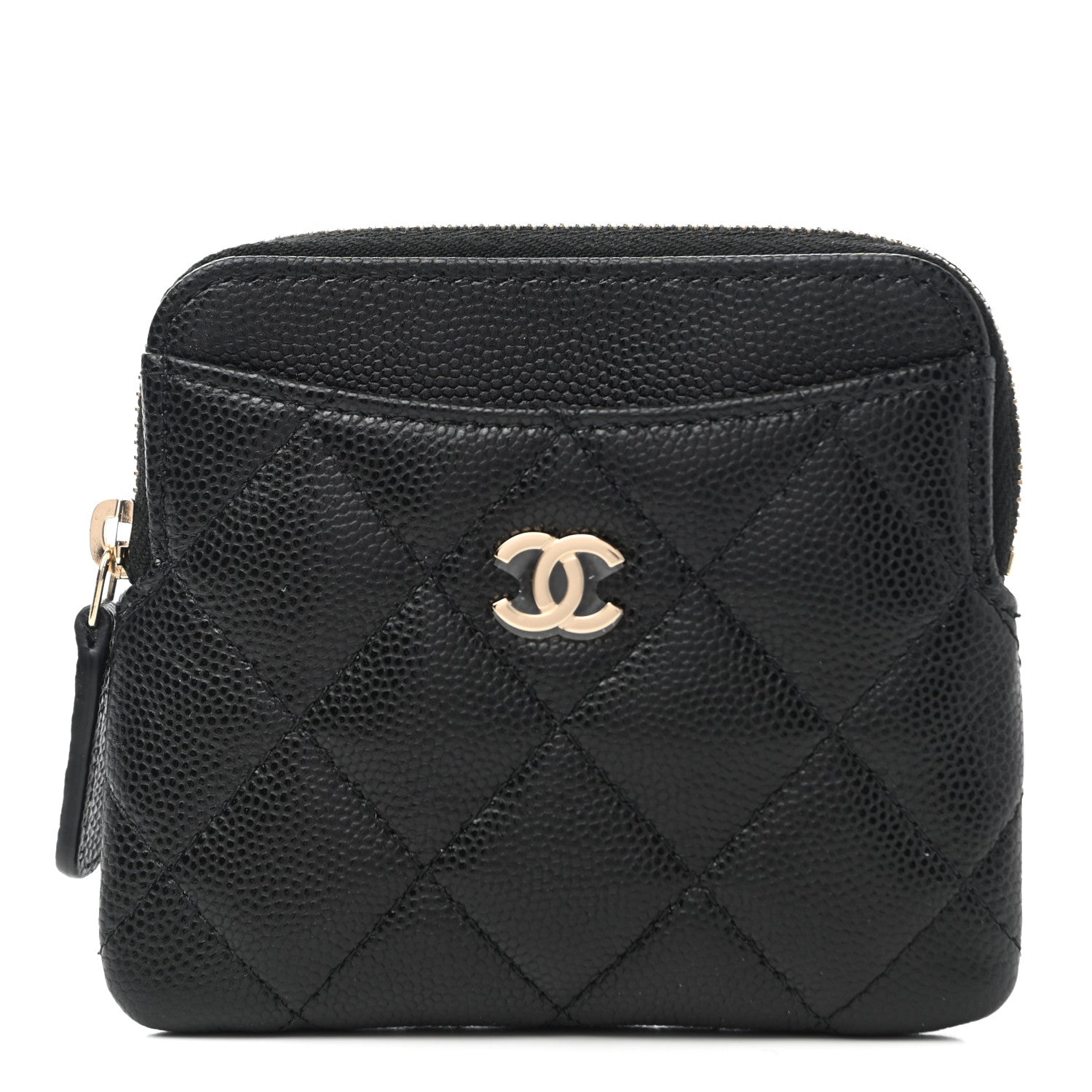 Chanel Caviar Quilted Zip Card Holder Wallet Black 1 of 7