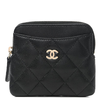 Chanel Caviar Quilted Zip Card Holder Wallet Black 1 of 7