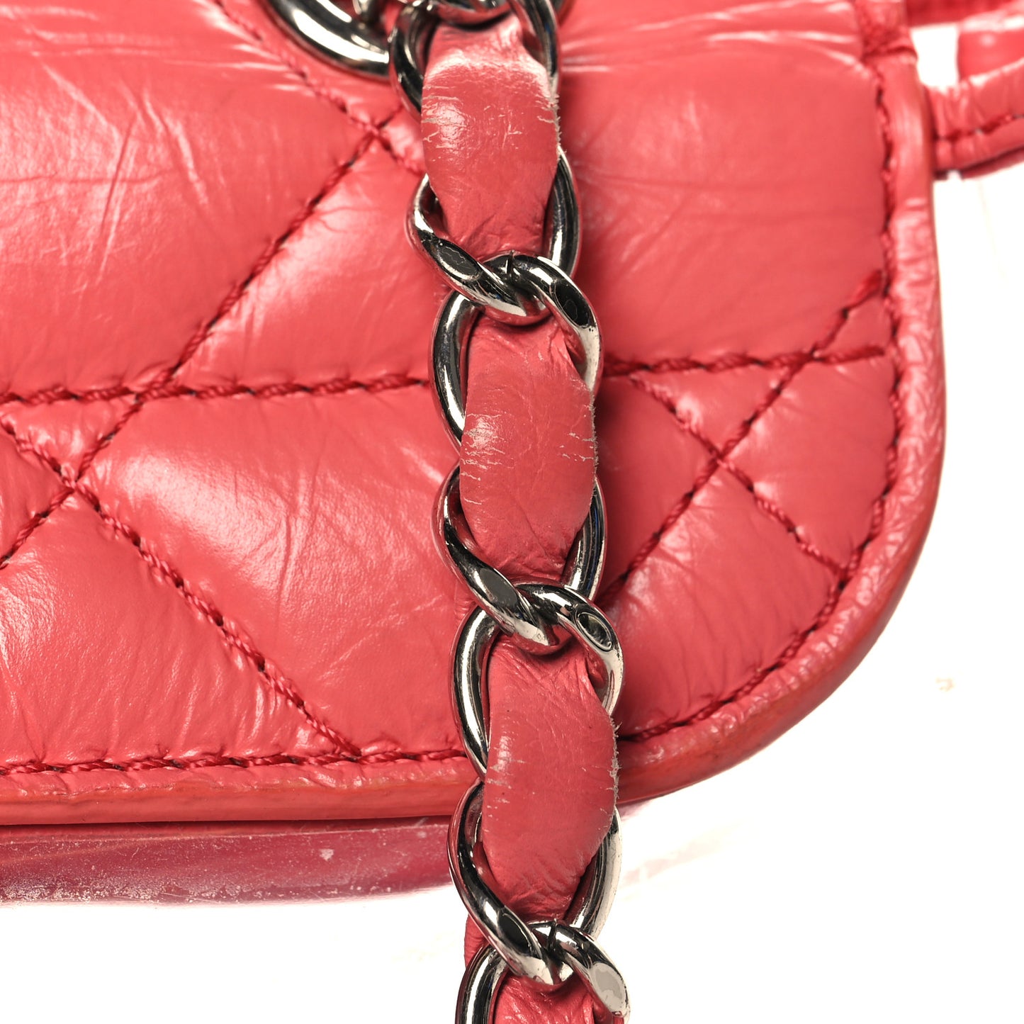 Crumpled Calfskin PVC Quilted Backpack Pink