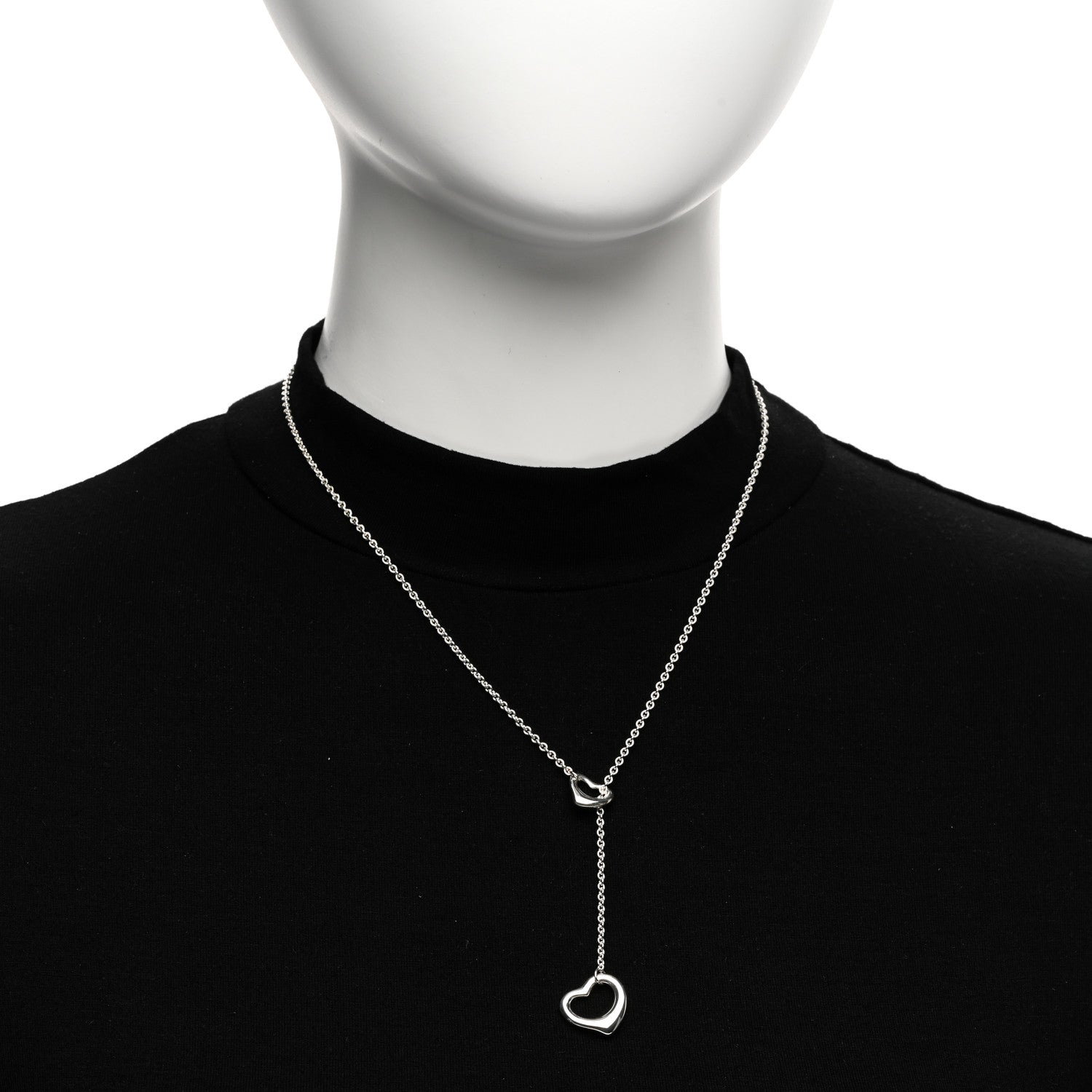 Tiffany Sterling Silver Elsa Peretti Open Heart Lariat Necklace 2 of 4