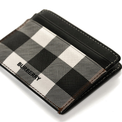 Burberry Calfskin E-canvas Kier Check Card Case Black White 8 of 11