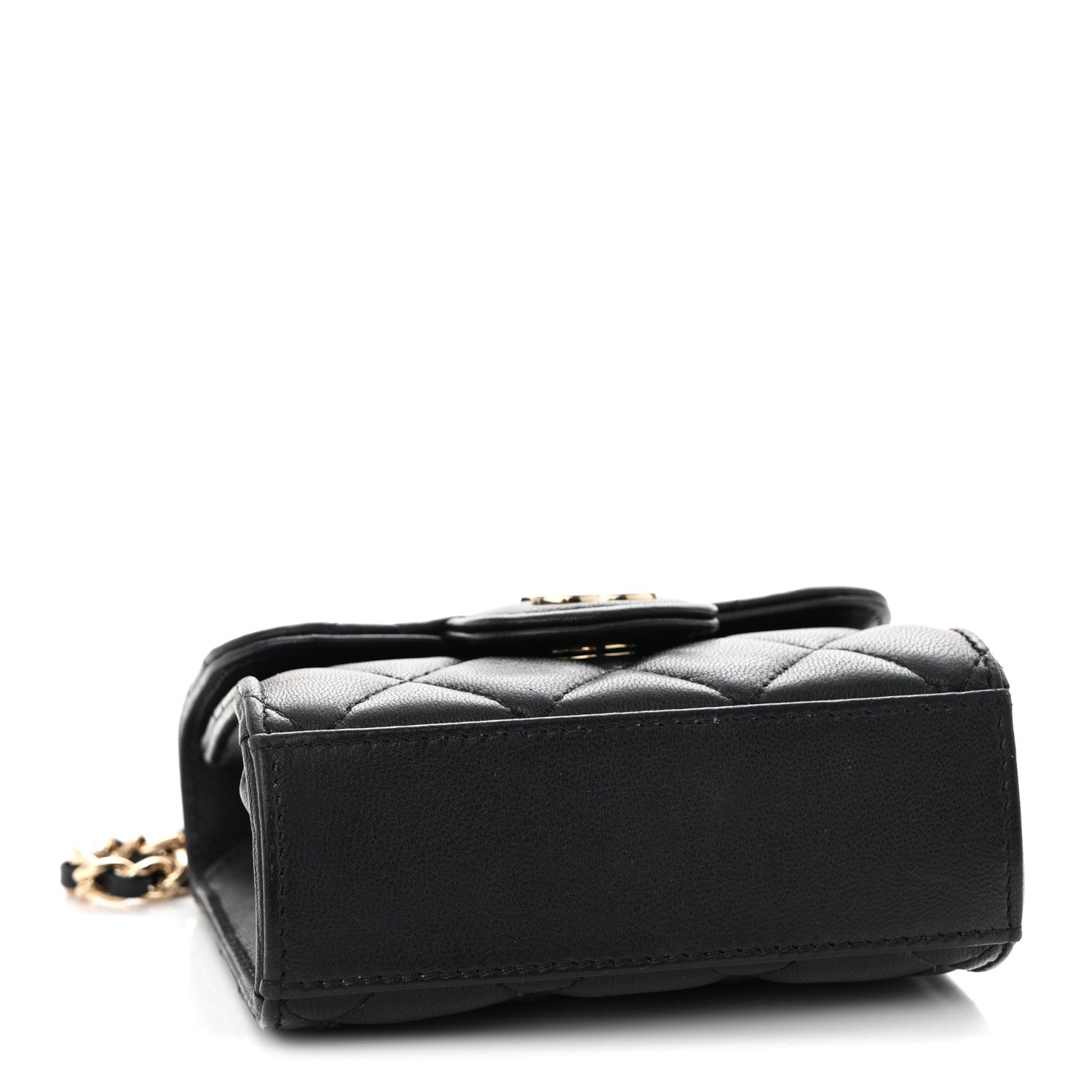 Chanel Lambskin Quilted Top Handle Flap Clutch With Chain Black 4 of 11