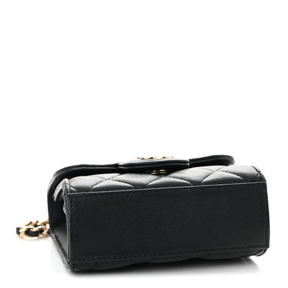 Chanel Lambskin Quilted Top Handle Flap Clutch With Chain Black 4 of 11