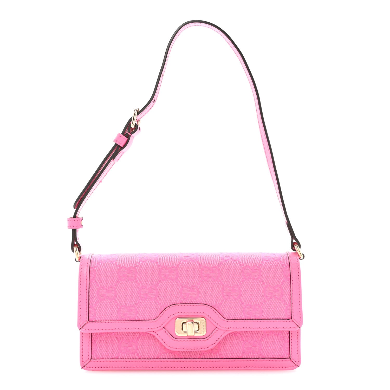 Gucci GG Monogram Scratch Lux Calfskin Mini Luce Shoulder Bag Rose Dark Blossom 1 of 10