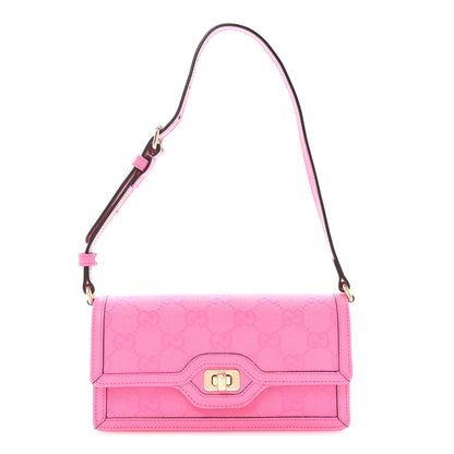 Gucci GG Monogram Scratch Lux Calfskin Mini Luce Shoulder Bag Rose Dark Blossom 1 of 10